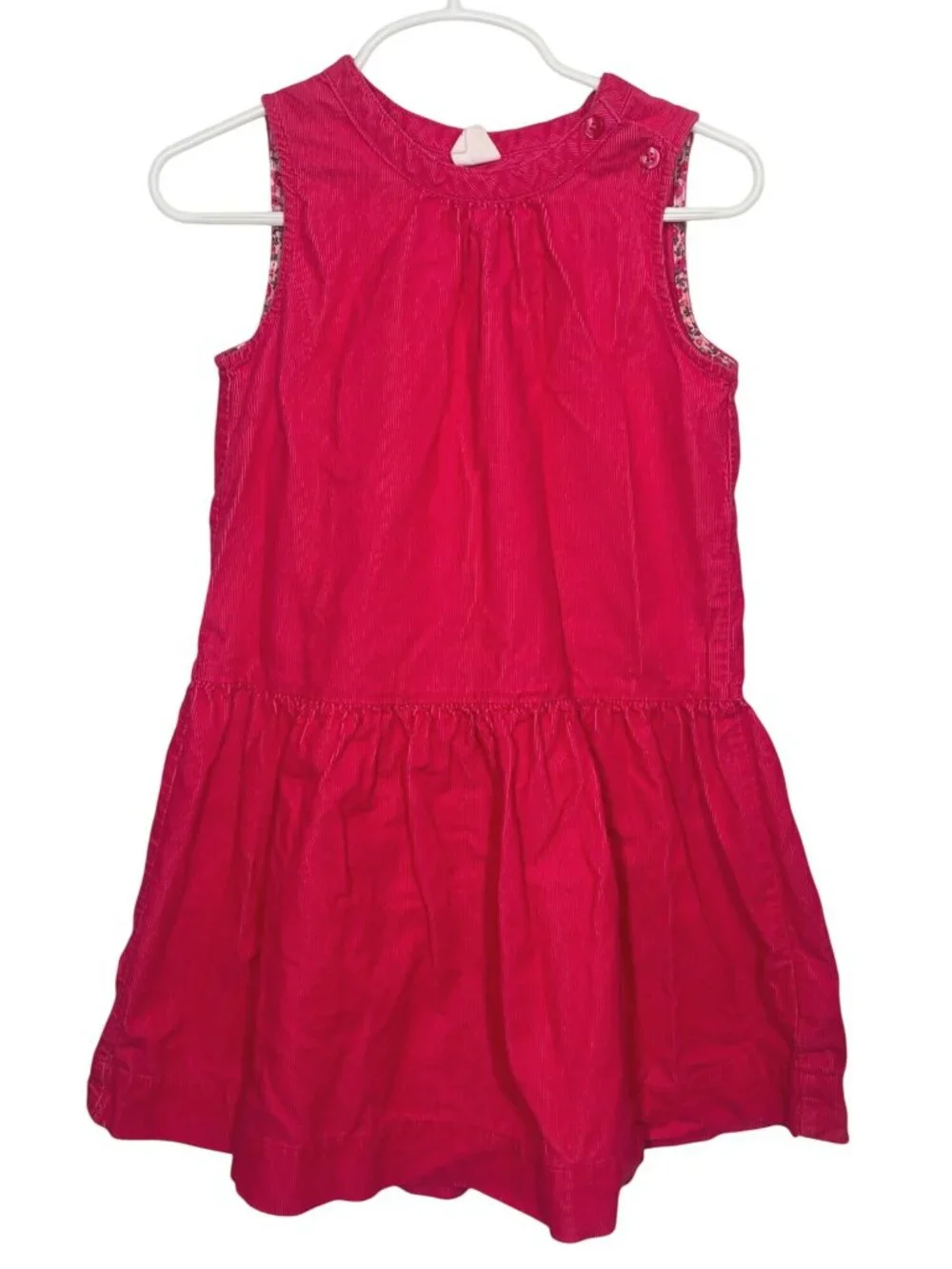 Baby GAP Girls Corduroy Dress Size 5 Pink Sleeveless Ruffle Toddler